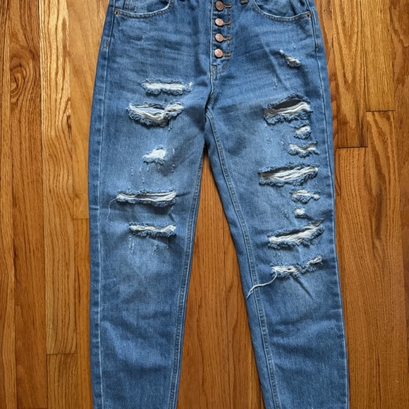we the free free people distressed blue denim jeans size 25 regular high rise - Picture 5 of 7